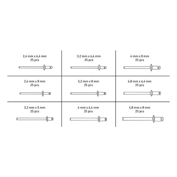 Assortimento rivetti 0295 225pz
