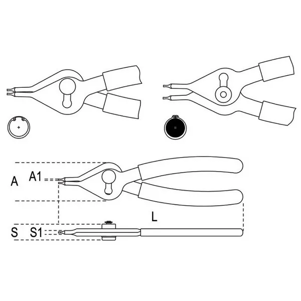 Pinza reversibile becchi diritti PVC 1039