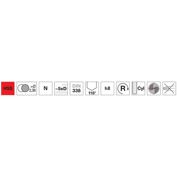 Punte elicoidali corte 81010 DIN 338N HSS