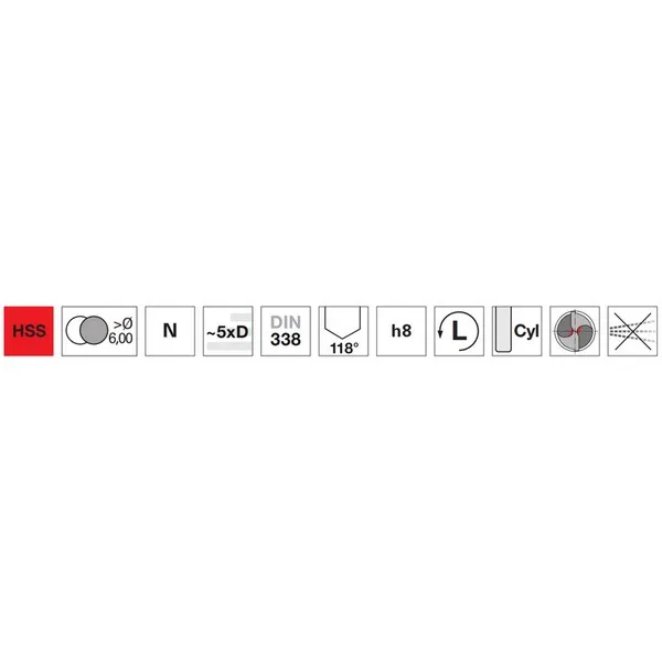Punte elicoidali corte 81015 DIN 338N HSS