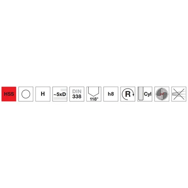 Punte elicoidali corte 81020 DIN 338H HSS