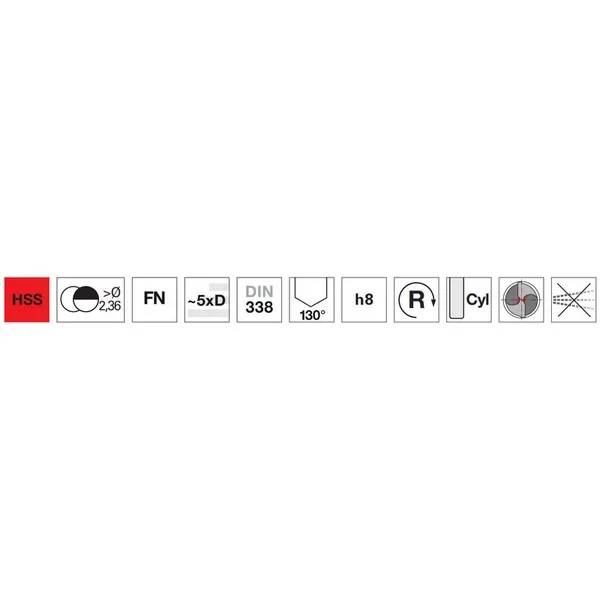 Punte elicoidali corte 81040 DIN 338FN HSS