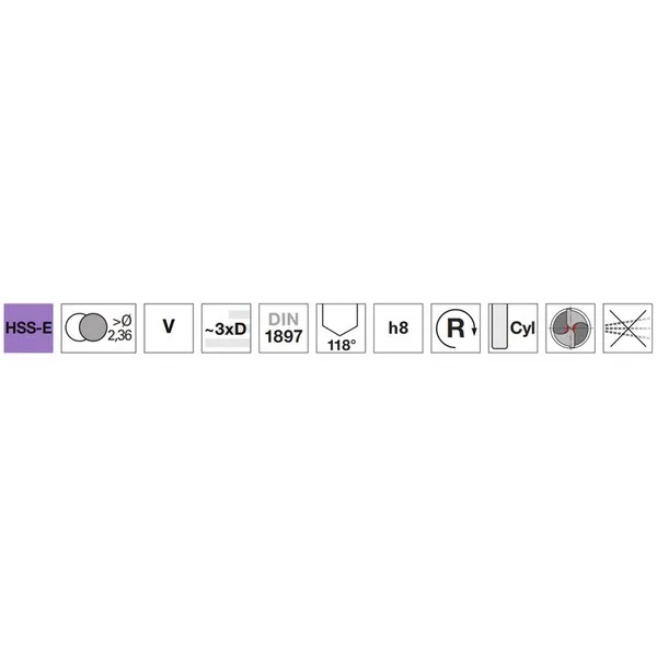 Punte elicoidali extra corte 81171 DIN 1897V HSS-E