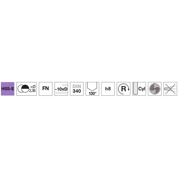 Punte elicoidali lunghe 81341 DIN 340FN HSS-E