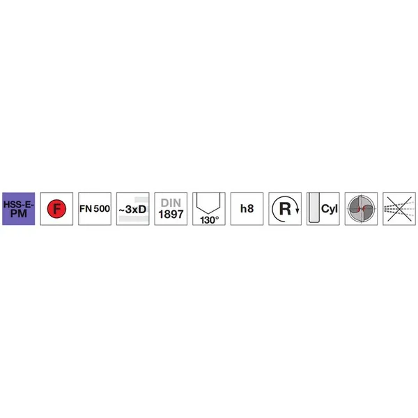 Punte elicoidali extra corte 84511 DIN 1897 FN500 HSS-E PM