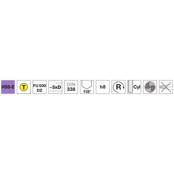 Punte elicoidali corte 84802 DIN 338 FU500 DZ HSS-E