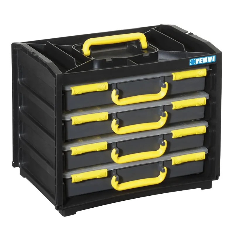 Cassettiera con 4 valigette porta minuteria C313 Fervi