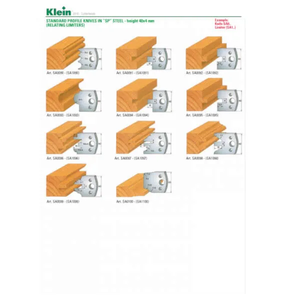 Coltelli e limitatori sagomati standard acciaio SP SA0 - SA1