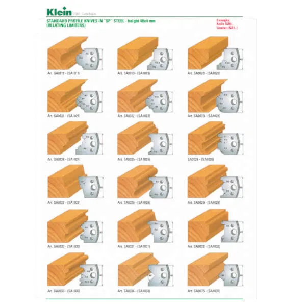 Coltelli e limitatori sagomati standard acciaio SP SA0 - SA1