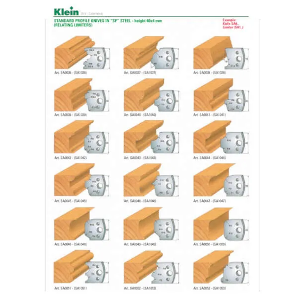 Coltelli e limitatori sagomati standard acciaio SP SA0 - SA1