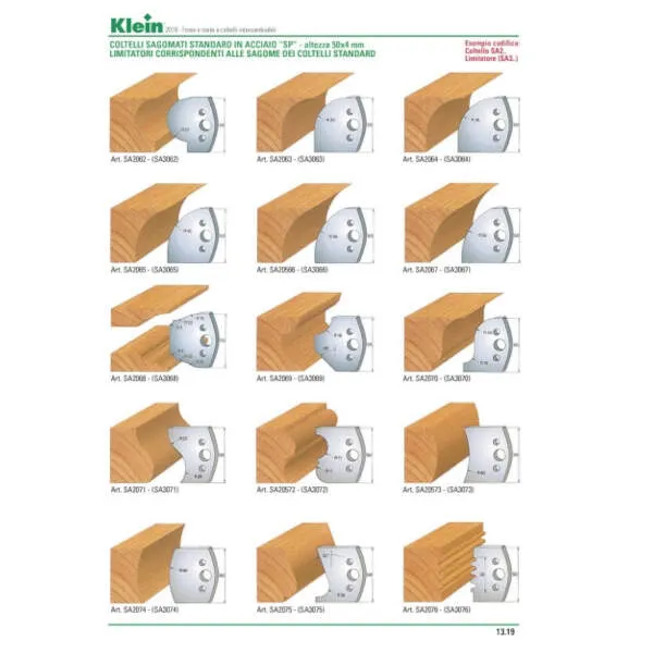 Coltelli e limitatori sagomati standard acciaio SP SA2 - SA3