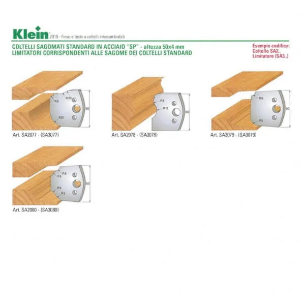 Coltelli e limitatori sagomati standard acciaio SP SA2 - SA3