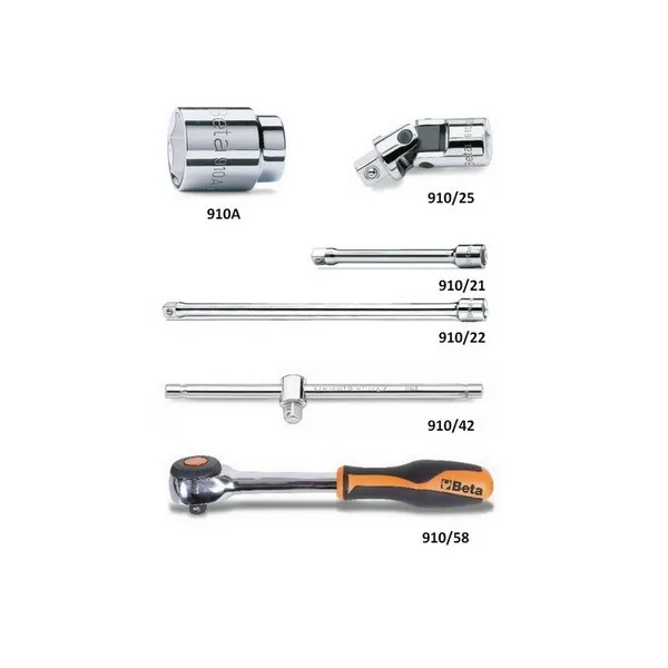 Assortimento di 16 chiavi a bussola esag. Beta 910A/C16HR