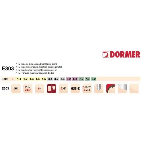 Maschi Lunghi per dadi Dormer E303 HSSE Din 357 D/C M 6H