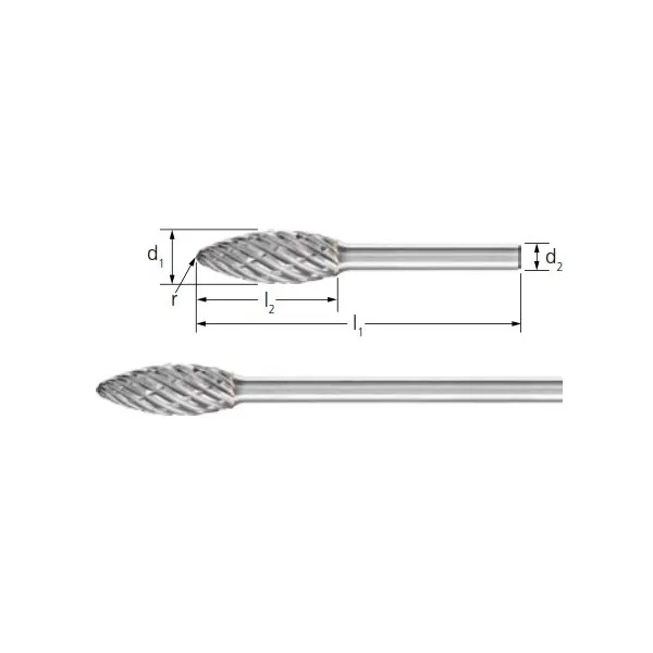 Frese HM PFERD STEEL forma a fiamma B gambo 6