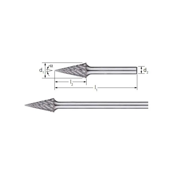 Frese HM PFERD STEEL forma a cono appuntito SKM gambo 6