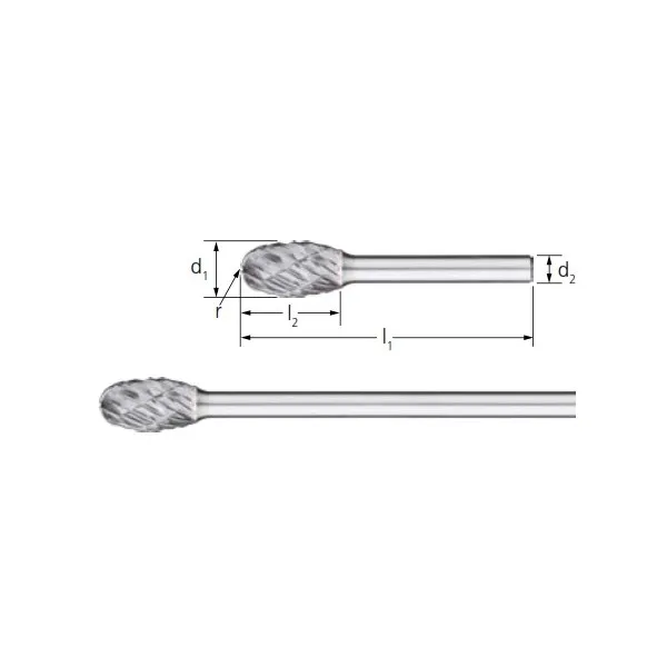 Frese HM PFERD STEEL forma a goccia TRE gambo 6