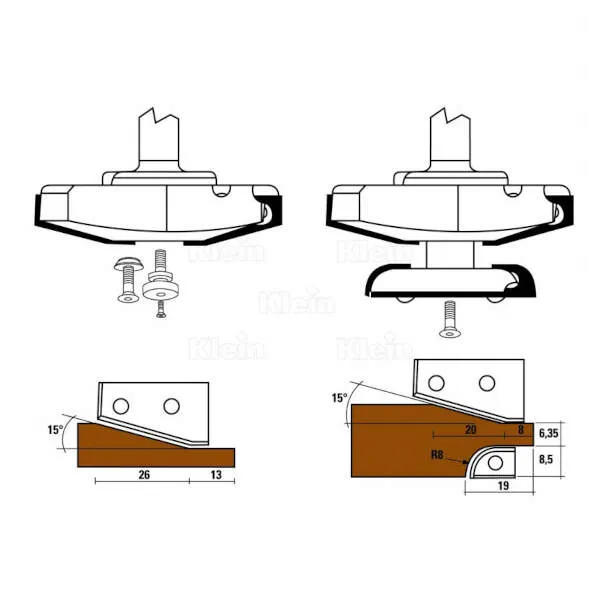 Frese con coltellini HW per piattabande z2