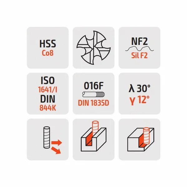 Fresa a sgrossare 013F normale HSS-Co8 DIN 844K