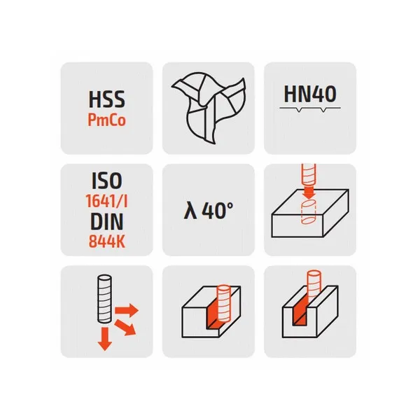 Fresa a sgrossare e semifinire 041 normale HSS-PmCo DIN 844K