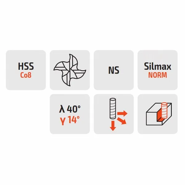 Frese a finire 121 media HSS-Co8 Norma Silmax