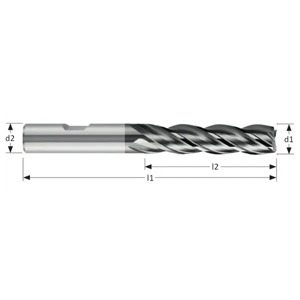 Fresa a finire 123A serie lunga HSS-PmCo DIN 844K