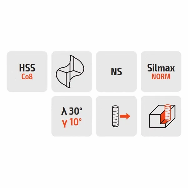 Fresa a finire 146 extra lunga HSS-Co8 Norma Silmax