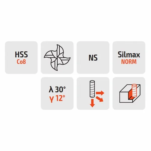 Fresa a finire 193 normale HSS-Co8 Norma Silmax
