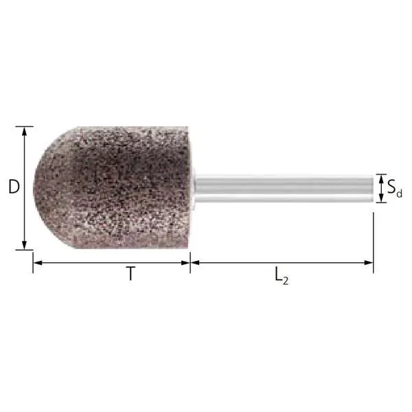 Mole cilind. testa arrotondata PFERD WR INOX 6 x 40 mm
