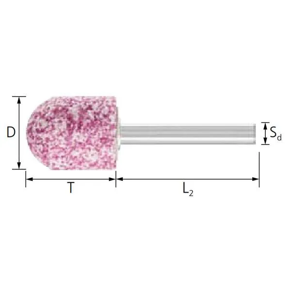 Mole cilind. testa arrotondata PFERD WR STEEL 6 x 40 mm
