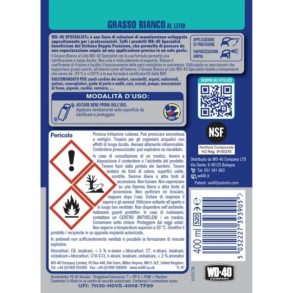 WD-40 Grasso Bianco al Litio 400 ml