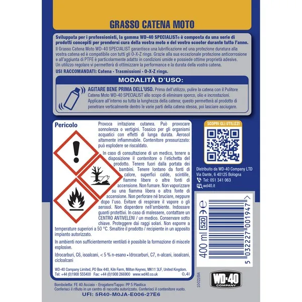 WD-40 Catena grasso moto 400ml
