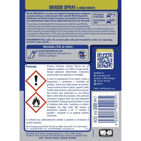 WD-40 Grasso Spray Lunga durata 400 ml