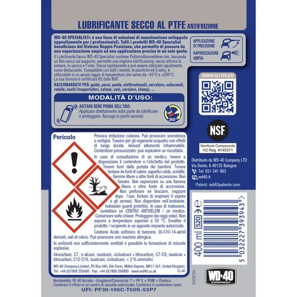 WD-40 Lubrificante Secco PTFE 400 ml