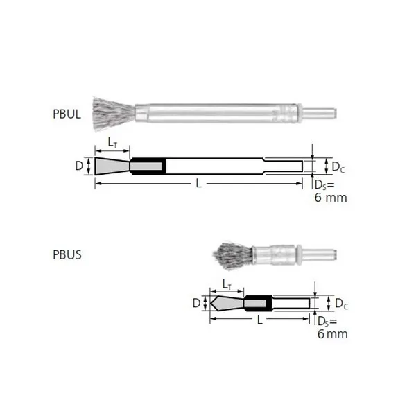 Spazzole a pennello con gambo PFERD PBUL/PBUS INOX
