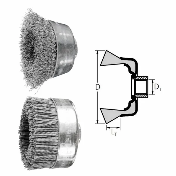Spazzole a tazza con foro filettato PFERD TBU INOX