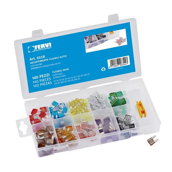 Assortimento fusibili per auto 140 pz