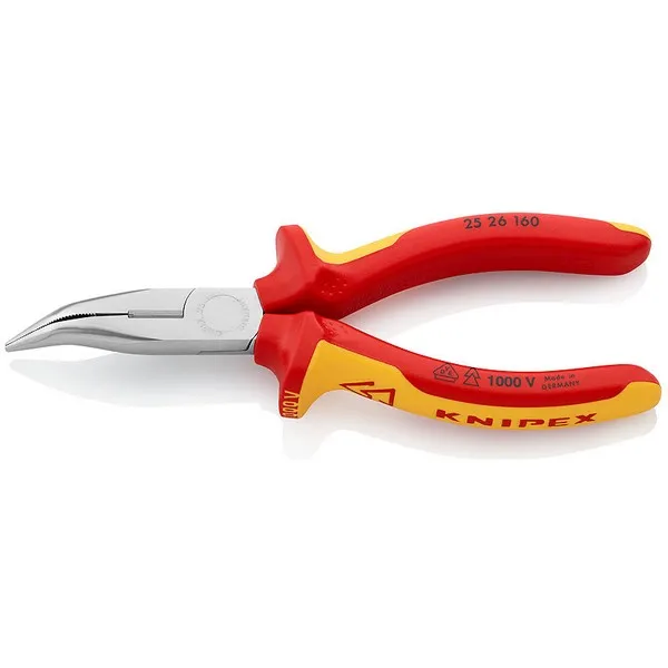 Pinza becchi mezzotondi piegati Cromati 160 VDE