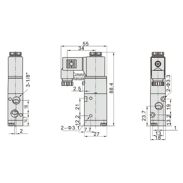 Elettrov. 3/2 Monost.1/8" NC DC12V