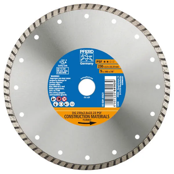 Dischi taglio diamantati DG 230 x 2,6 x 22,23 PSF