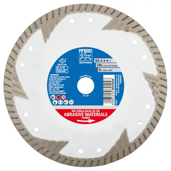 Dischi taglio diamantati DG 230 x 2,8 x 22,23 SG Dischi taglio diamantati DG 230 x 2,8 x 22,23 SG