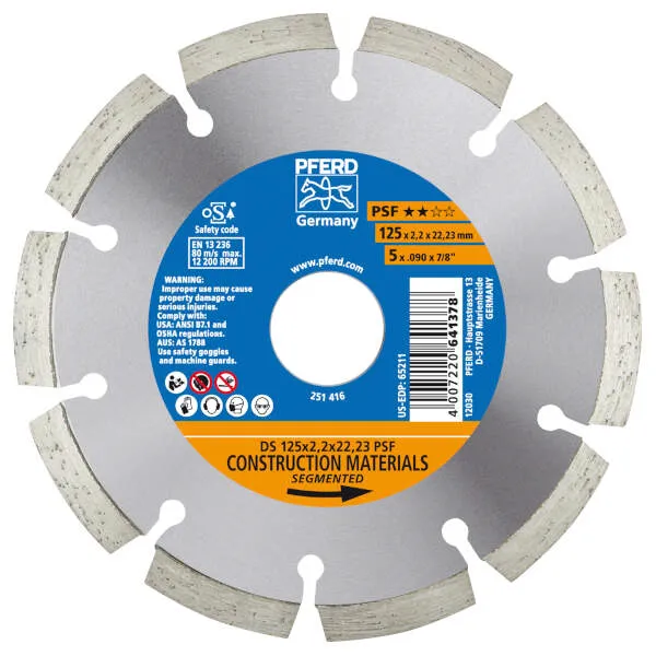Dischi taglio diamantati DS 125 x 2,2 x 22,23 PSF