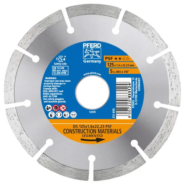 Disco taglio diamantato DS 125 x 1,6 x 22,23 PSF