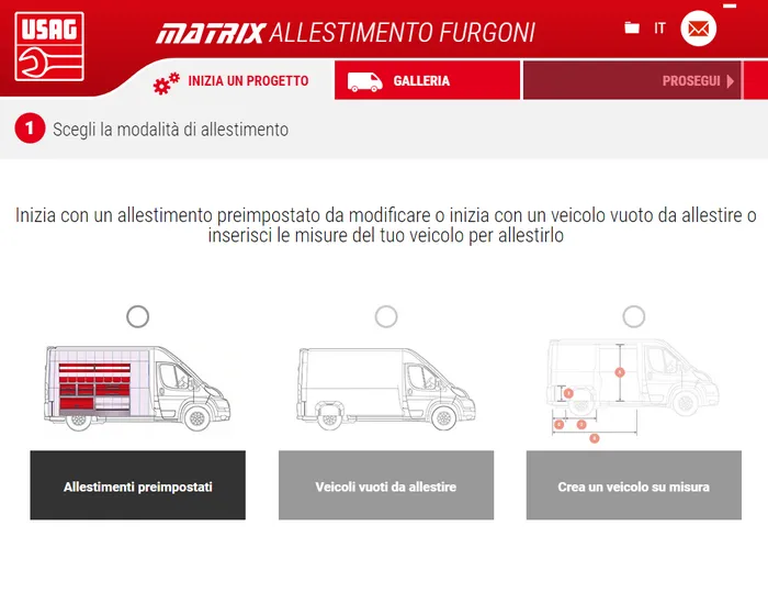 Configurazione allestimento furgoni